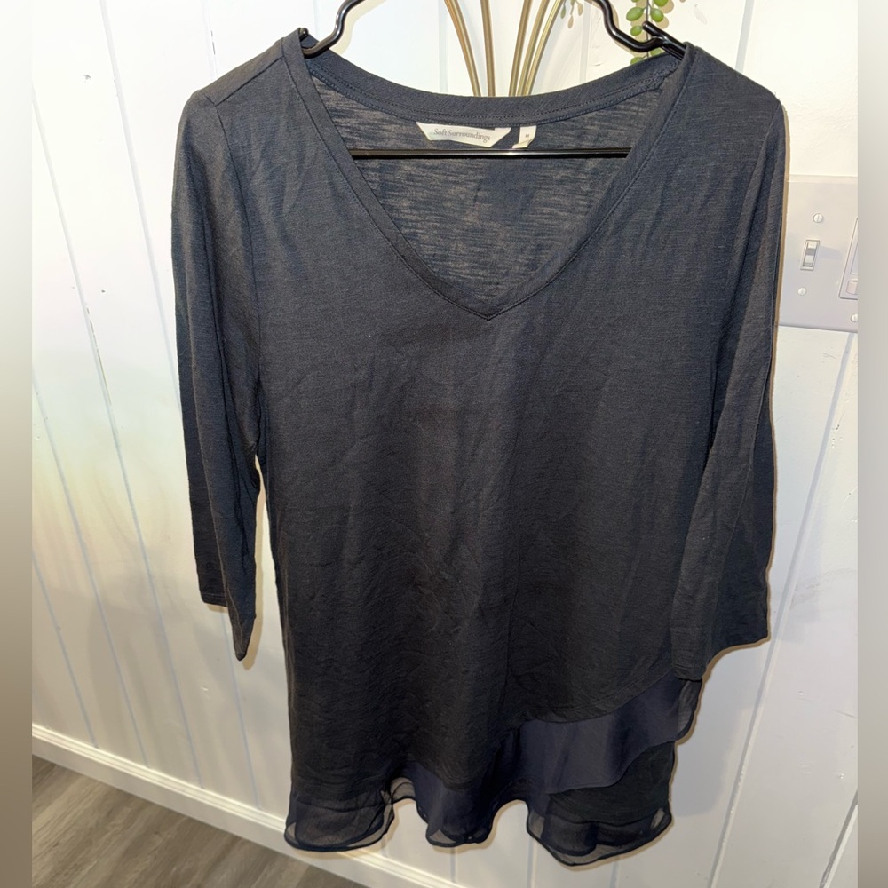 Soft Surroundings Women’s Black Layered Long Sleeve Blouse Size M